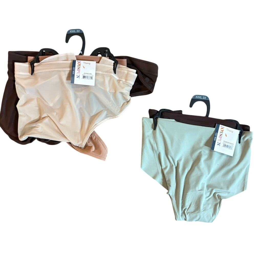 Joyspun Women’s Bonded Micro and Mesh Thong Underwear, 5-Pack, Sizes 3X (22) NEW